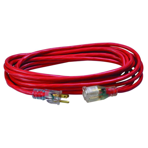 Southwire 24878804 2487SW8804 14/3 Heavy-Duty 15-Amp SJTW General Purpose Extension Cord with Lighted End, 25'