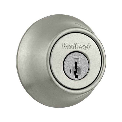 Kwikset 660-SMT-RFAL Round Single Cylinder Deadbolt SmartKey with Round Face Adjustable Latch and Round Corner Strike