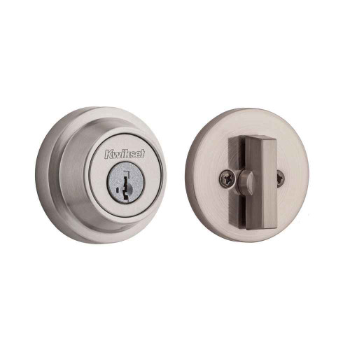 Kwikset 660-SMT-RCAL-RCS  Contemporary Single Cylinder Deadbolt SmartKey with Round Corner Adjustable Latch and Round Corner Strike