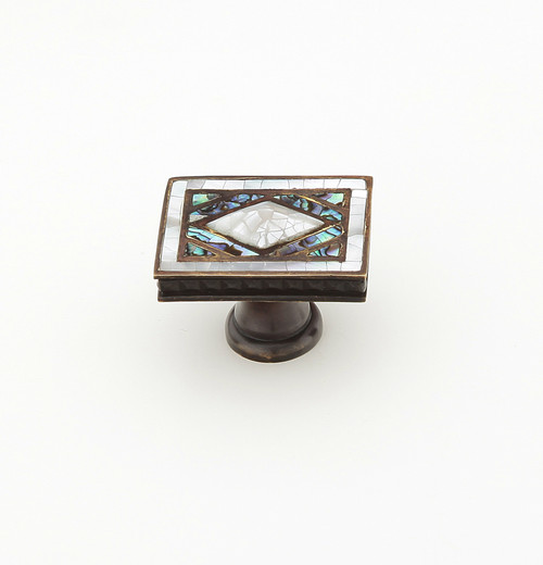Schaub 659-AD 1-7/8" x 1-1/4" Square White Mother of Pearl Diamond Avalon Bay Cabinet Knob