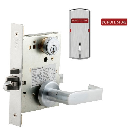 Schlage L9496 - Faculty Restroom Mortise Lock With Chevron Indicator - Grade 1 Deadbolt Function Single Cylinder Keyed Lever Lock