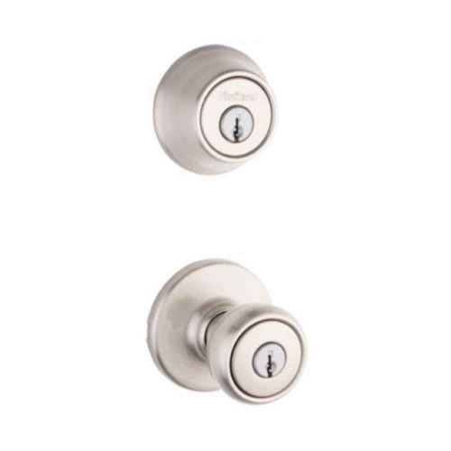 Kwikset CP690T Clear Pack Combo Keyed Entry Tylo Knob with Single Cylinder Deadbolt with RCAL Latch and RCS Strike