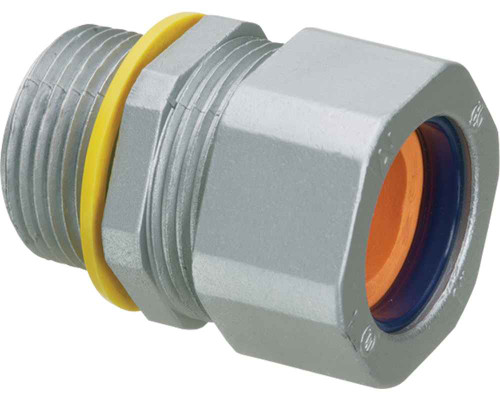 Arlington Industries CG100875 Zinc die-cast, liquid-tight, and oil-tight strain relief cord connector furnished with a sealing ring and locknut. Supports .750 to .875 cord range with a 1 inch trade size.