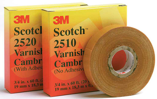 3M 7000031578 Scotch Varnished Cambric Tape 2510, 3/4 in x 60 ft, Yellow, 1 roll/carton, 20 rolls/Case 3M 7000031578 Scotch Varnished Cambric Tape 2510, 3/4 in x 60 ft, Yellow, 1 roll/carton, 20 rolls/Case