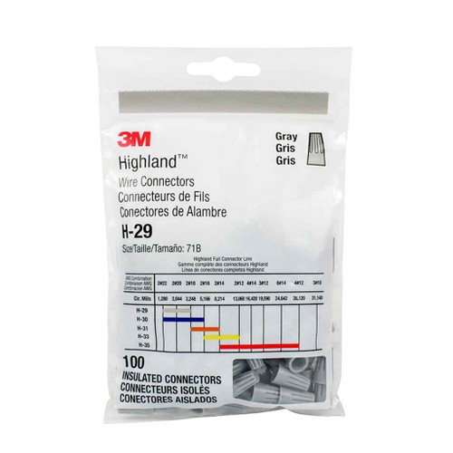 3M H-29-POUCH 3M, Highland, Wire Connector H-29-POUCH, 22-16 AWG, Gray, 100 per Pouch 3M H-29-POUCH 3M, Highland, Wire Connector H-29-POUCH, 22-16 AWG, Gray, 100 per Pouch