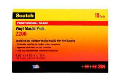 3M 2200-3-1/4X4-1/2 Scotch Vinyl Mastic Pad 2200, 3-1/4 in x 4-1/2 in, Black, 10 pads/carton, 50 pads/case