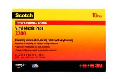 3M Scotch Vinyl Mastic Pad 2200 Series, 125 Mil, 6-1/2 in x 4-1/2 in (165 mm x 114 mm), 10 Pads per Pack, Professional Grade Electrical Insulation