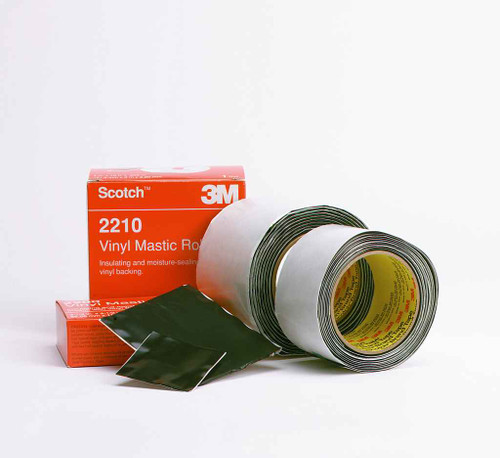 3M 2210-4X10FT Scotch Vinyl Mastic Roll 2210, 4 in x 10 ft, Black, 1 roll/carton, 10rolls/Case
