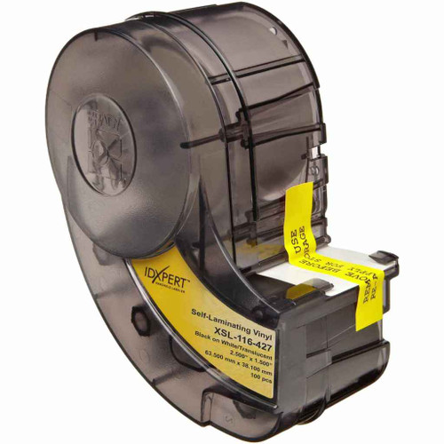 Brady XSL-116-427 IDXPERT Series Self-Laminating Vinyl Wire and Cable Labels, 2.5" H x 1.5" W, Cartridge of 100 Labels