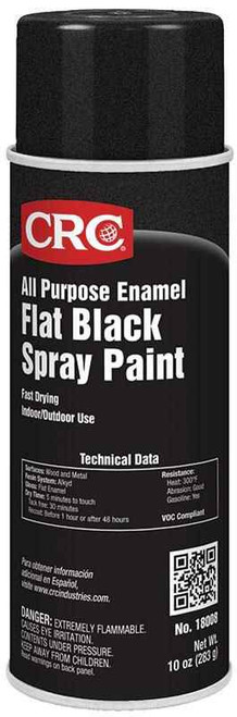 CRC 18008 All Purpose Enamel Spray Paint-Flat Black, 10 Wt Oz