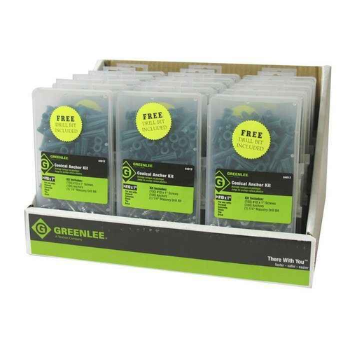 Greenlee Plastic Conical Anchor Kit #10/#12 with 100 Anchors and Masonry Bit