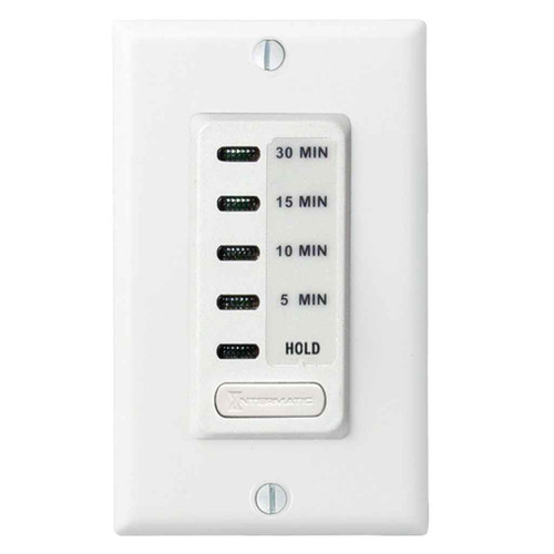 Intermatic EI200W Electronic Countdown Timer, 120 VAC, 60 Hz, Preset Times 5,10,15,30 Minute, With Hold, White