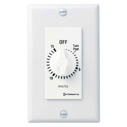 Intermatic FD15MWC Spring Wound Countdown Timer, Decorator Style, 125-277 VAC, 50/60 Hz, SPST, 15 Minute Max, Without Hold, White Intermatic FD15MWC Spring Wound Countdown Timer, Decorator Style, 125-277 VAC, 50/60 Hz, SPST, 15 Minute Max, Without Hold, White