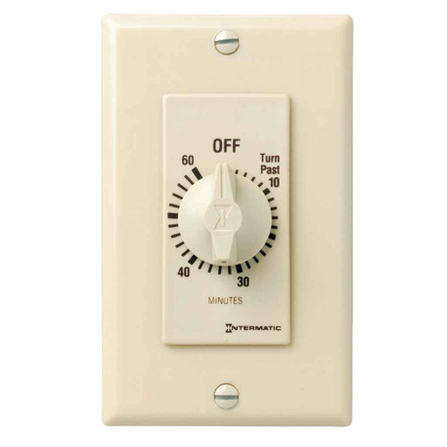 Intermatic FD60MC Spring Wound Countdown Timer, Decorator Style, 125-277 VAC, 50/60 Hz, SPST, 60 Minute Max, Without Hold, Ivory Intermatic FD60MC Spring Wound Countdown Timer, Decorator Style, 125-277 VAC, 50/60 Hz, SPST, 60 Minute Max, Without Hold, Ivory