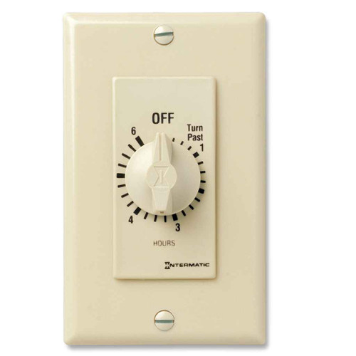 Intermatic FD6H Spring Wound Countdown Timer, Decorator Style, 125-277 VAC, 50/60 Hz, SPST, 6 Hour Max, Without Hold, Ivory Intermatic FD6H Spring Wound Countdown Timer, Decorator Style, 125-277 VAC, 50/60 Hz, SPST, 6 Hour Max, Without Hold, Ivory