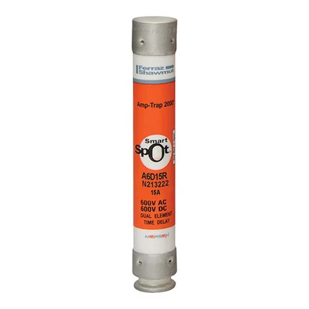 Mersen Class RK1 Time-Delay Fuse 15A 600VAC/600VDC with SmartSpot Indication System