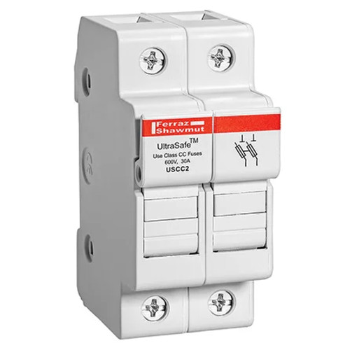 Mersen UltraSafe Class CC Fuse Holder 600VAC/600VDC 30A 2-Pole DIN Rail Mount