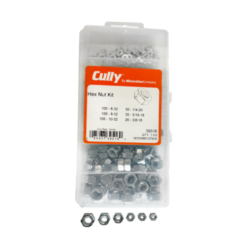 Minerallac Hex Nut Kit Grade A Steel with Zinc Plated Finish - Multi-Size Machine Screw Hardware Set