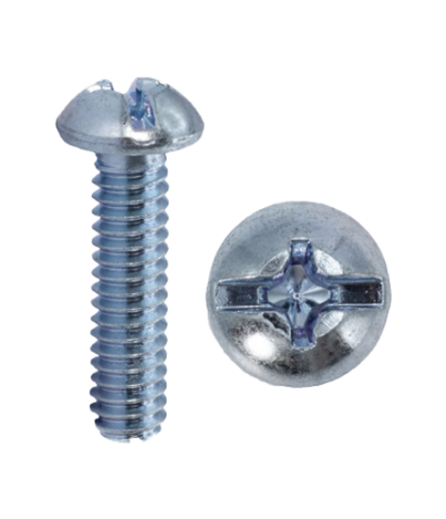 Minerallac 8-32 x 2-1/2" Round Head Machine Screws with Combo Phillips/Slotted Drive and Zinc Plated Finish