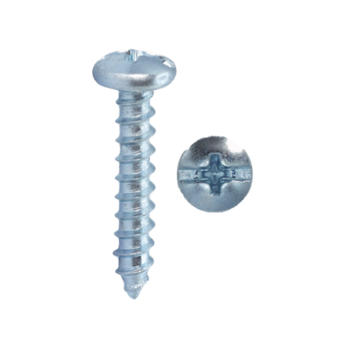 Minerallac 10 x 1" Pan Head Sheet Metal Screws with Phillips/Slotted Combo Drive, Zinc Plated Steel