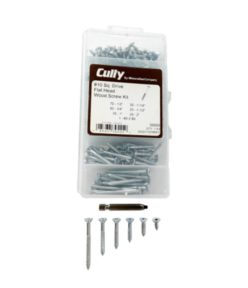 Minerallac #10 Flat Head Wood Screw Kit with Square Drive - 316 Piece Zinc Plated Steel Assortment Minerallac #10 Flat Head Wood Screw Kit with Square Drive - 316 Piece Zinc Plated Steel Assortment