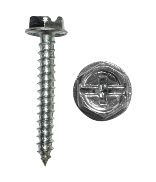 Minerallac #10 x 1" Self-Tapping Sheet Metal Screws with Hex Washer Head, Phillips/Slotted Drive, Zinc Plated Steel