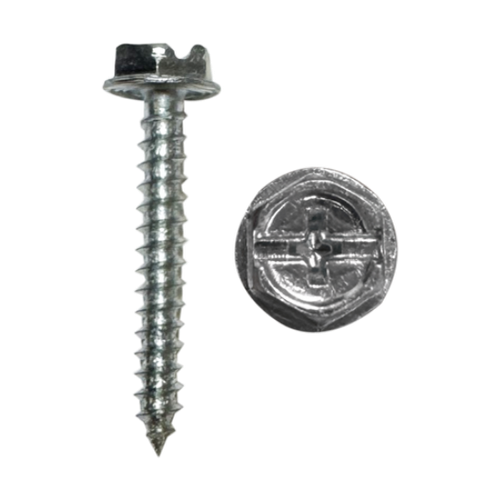 Minerallac #10 x 2" Self-Tapping Sheet Metal Screws with Hex Washer Head, Phillips/Slotted Drive, Zinc Plated Steel