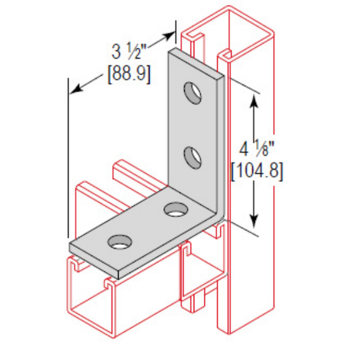Minerallac 4-Hole 3-Way Corner Angle Angular Fitting - Electro-Galvanized Steel Construction