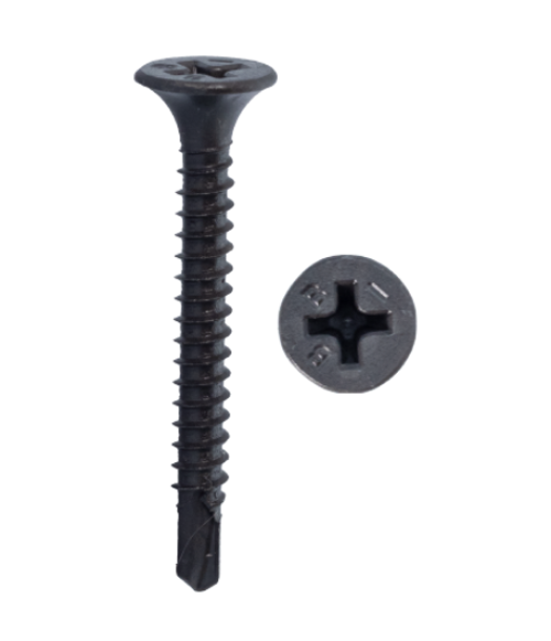 Minerallac #6 x 1-7/8" Drywall Tek Screws with Bugle Head and Phillips Drive - Black Phosphate Finish