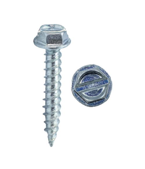 Minerallac #12 x 1-1/2" Self-Tapping Sheet Metal Screws with Hex Washer Head, Slotted Drive, Zinc Plated Steel
