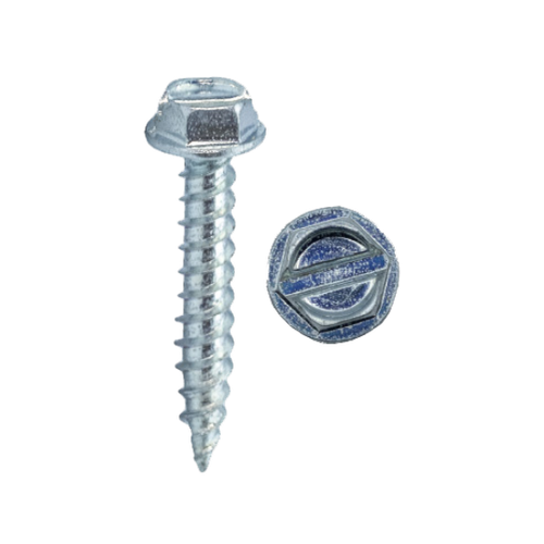 Minerallac 12 x 2" Self-Tapping Sheet Metal Screws with Hex Washer Head, Slotted Drive, Zinc Plated Steel Construction