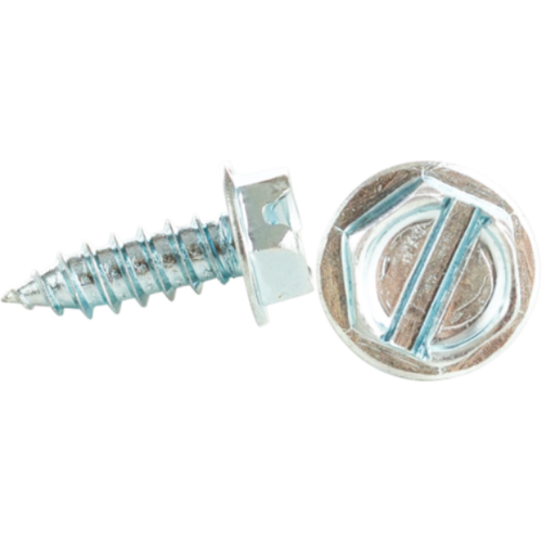 Minerallac #14 x 1-1/2" Sheet Metal Screws with Hex Washer Head, Slotted Drive, Zinc Plated Steel, 100 Pack