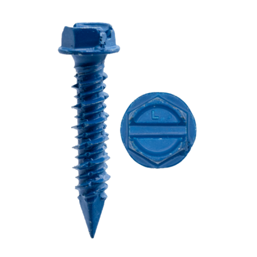 Minerallac 1/4" x 3-1/4" Concrete Screws with Hex Washer Head and Blue Anti-Corrosion Coating, 100 Pack