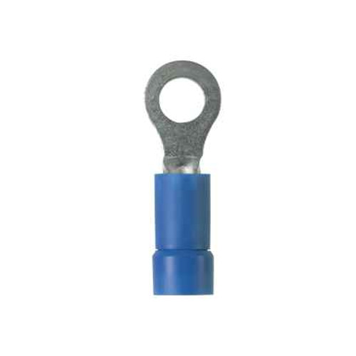 Panduit EV14-14RB-Q StrongHold, EV14-14RB-Q Ring Terminal, Blue, Vinyl, 1/4" Stud, 16-14 AWG, PK25