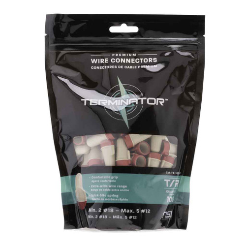 NSi Industries TM-TR-100P Premium Wire Connectors in Tan & Red rated for 18-12 AWG |100 Pack
