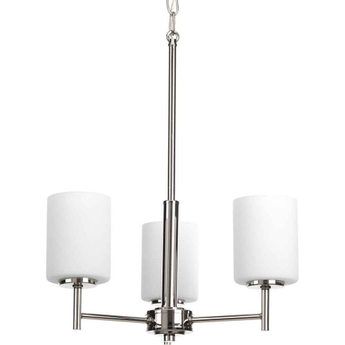 Progress Lighting P4318-104 Three-Light Polished Nickel Chandelier with etched glass