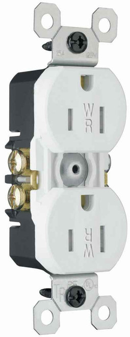 Pass & Seymour 3232TRWRW Trademaster 15A 125V Tamper-Resistant Weather-Resistant Duplex Receptacle, White