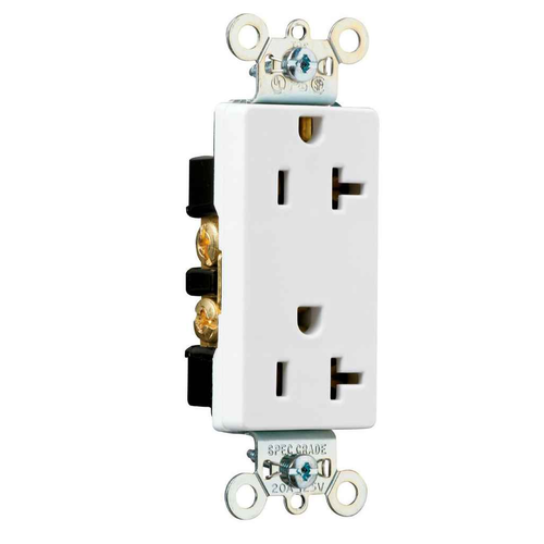 Pass & Seymour 26352W 20A 125V Heavy-Duty Spec Grade Decorator Duplex Receptacle, White