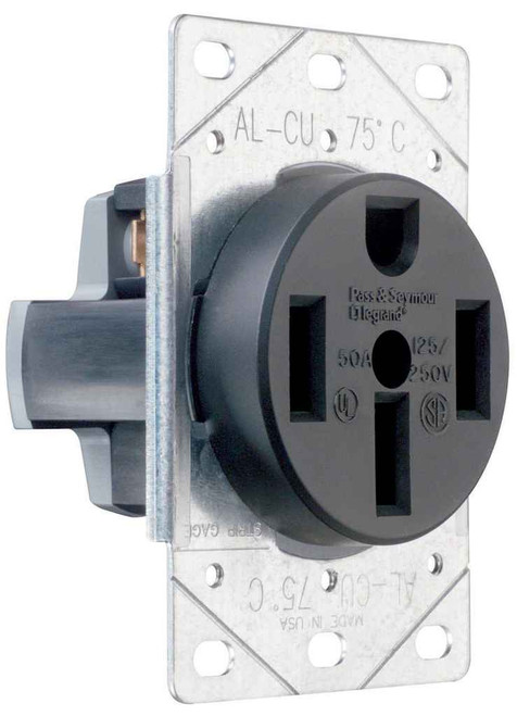 Pass & Seymour 3894 50 Amp 125/250V NEMA 14-50R Flush Mount Electrical Outlet for Ranges / Dryers
