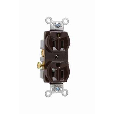 Pass & Seymour CR15 Commercial Spec-Grade Duplex Receptacle, 15A 125V, Side Wire, Brown