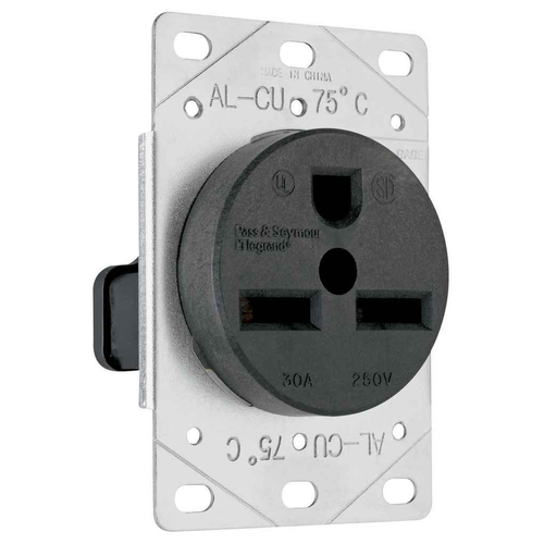 Pass & Seymour 3801 30A 250V 6-30R Straight Blade Receptacle, Black