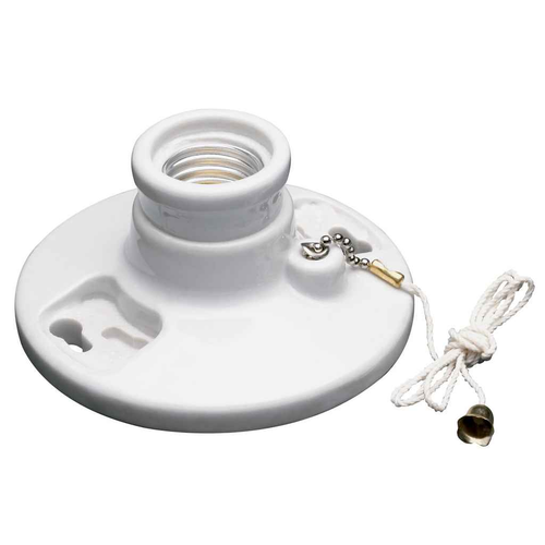 Pass & Seymour 282 Medium Base Lampholder, White, UL Listed
