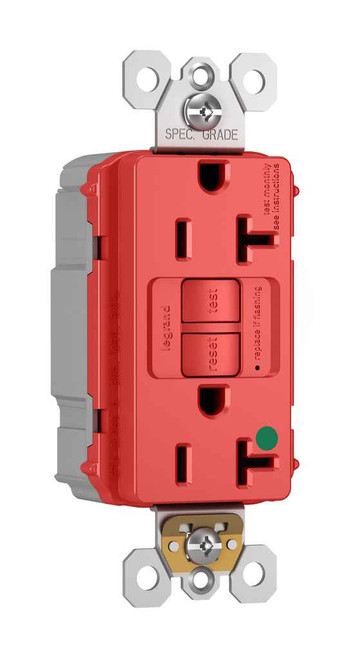 Pass & Seymour PT2097HGRED PlugTail Hospital Grade 20A Duplex Self-Test GFCI Receptacles with SafeLock Protection, Red Pass & Seymour PT2097HGRED PlugTail Hospital Grade 20A Duplex Self-Test GFCI Receptacles with SafeLock Protection, Red