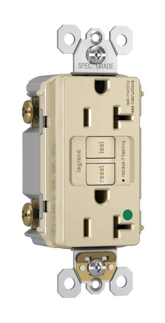 Pass & Seymour 2097HGLA Hospital Grade 20A Duplex Self-Test GFCI Receptacles with SafeLock Protection, Light Almond