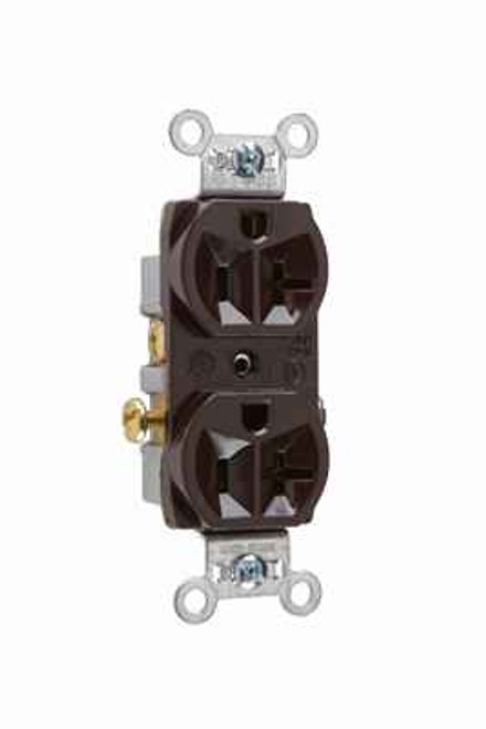 Pass & Seymour CR20 20A 125V Commercial Spec-Grade Duplex Receptacle, Side Wire, Brown