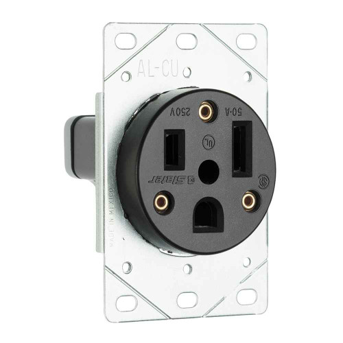 Pass & Seymour 3804 50A 250V 6-50R Straight Blade Single Flush Receptacle, 2-Pole, 3-Wire