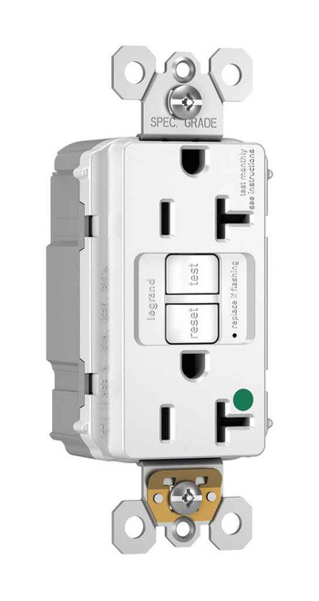 Pass & Seymour PT2097HGW PlugTail Hospital Grade 20A Duplex Self-Test GFCI Receptacles with SafeLock Protection, White