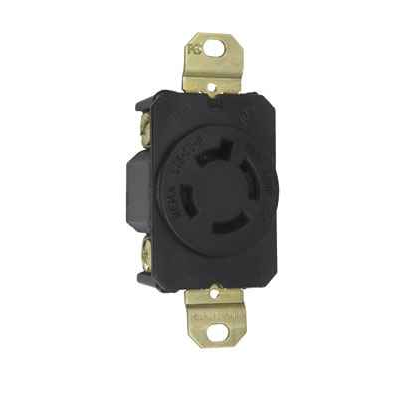 Pass & Seymour L1620R NEMA L16-20R 20A 480V 3-Phase 4-Wire Industrial Receptacle, Black