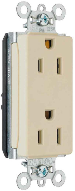Pass & Seymour PT26252W PlugTail 15A 125V Spec-Grade Decorator Duplex Receptacle, White
