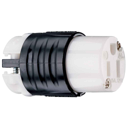 Pass & Seymour PS5269X 15A 125V Extra-Hard Use Spec-Grade Connector, Nylon Housing, Black/White